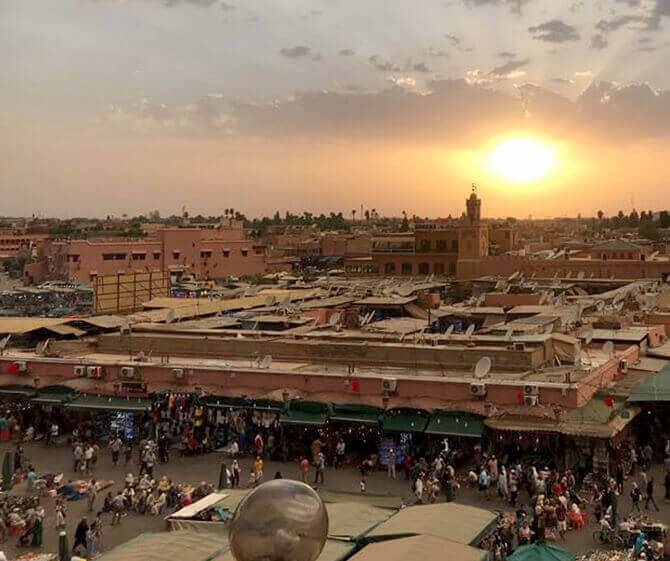 puesta de sol vista de Marrakech, De Tánger a Marrakech por Fez y el desierto de Merzouga